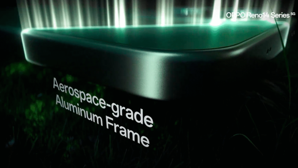 OPPO Reno 14 5G: Aluminum frame